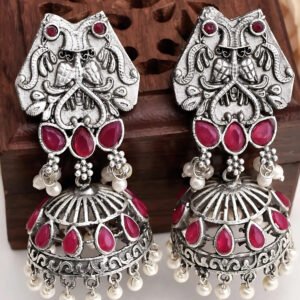 Ruby stoned traditional jhumka earring