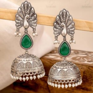 Peacock design with elegant jhumka earring