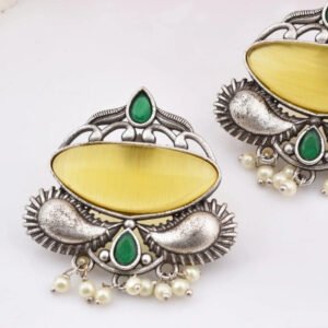 Monalisa yellow and green stone stud earring