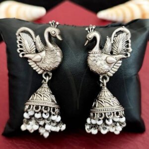 Elegant bird stud with Jhumka earring