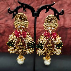 Multi color pearl traditional earring