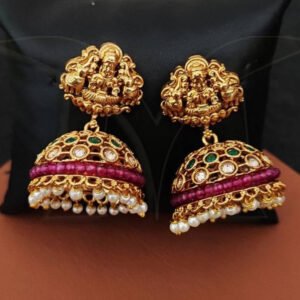 Antique design multi stone jhumka