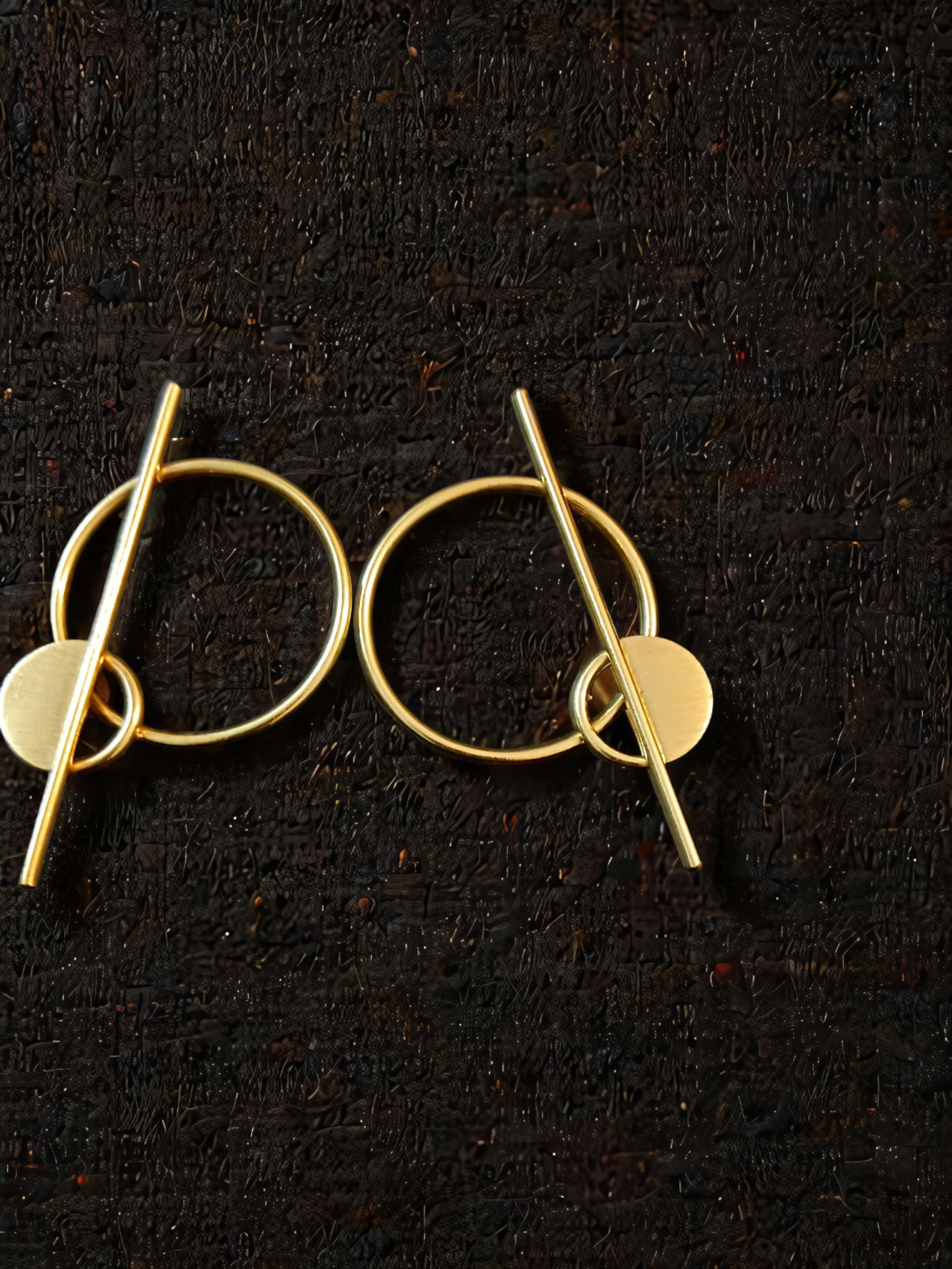 Anti-Tarnish 18k Gold plated Jewellery - Geometrically shaped hand crafted fusion earring