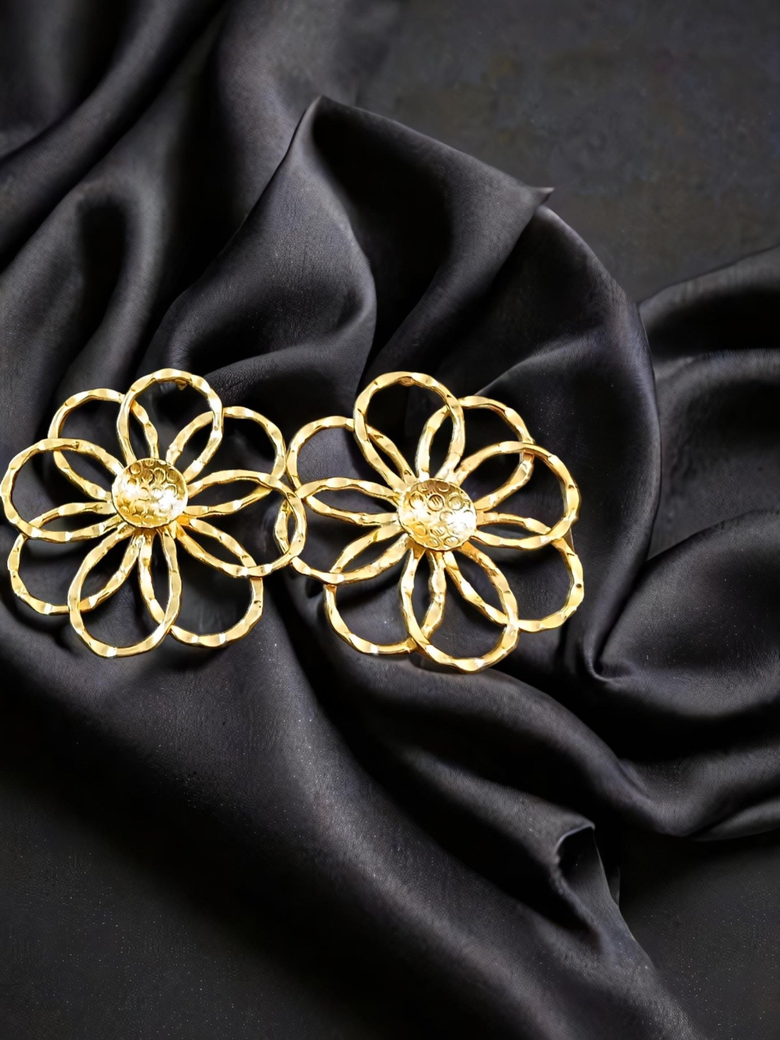 Anti-Tarnish 18k Gold plated Jewellery - Exquisite Double layerd flower petal hand crafted earring - BRGP-ER-015