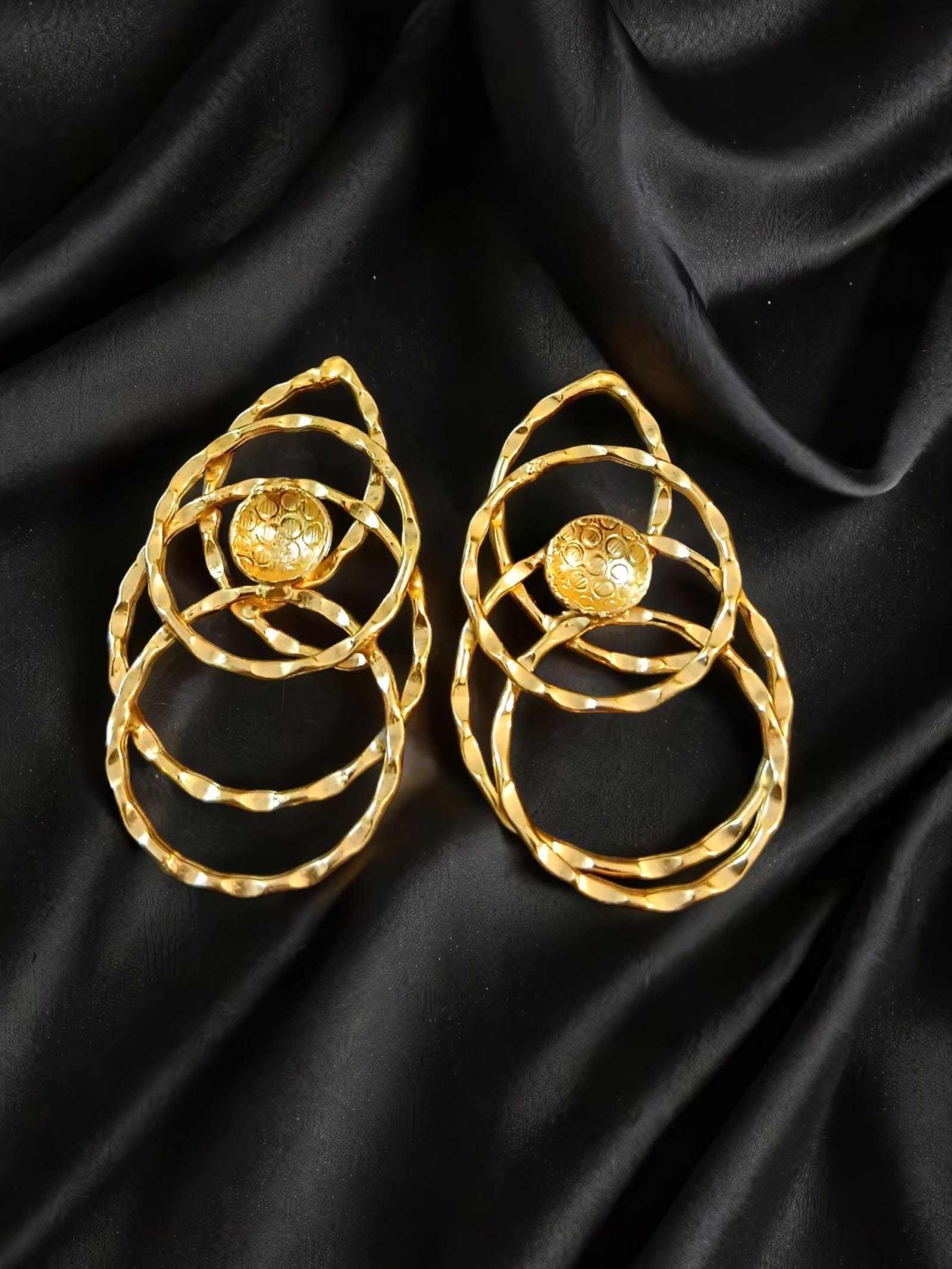 Anti-Tarnish 18k Gold plated Jewellery - Moon inspired geometric shaped uniquely designed earrings - BRGP-ER-017