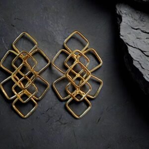 Anti-Tarnish 18k Gold plated Jewellery - Uniquely cut hand crafted symmetrical earrings - BRGP-ER-018