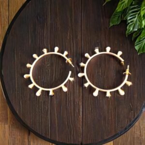 Anti-Tarnish 18k Gold plated Jewellery - Black and white stone infused Ring model earrings -BRGP-ER-019