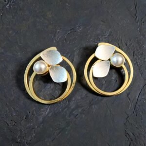 Anti-Tarnish 18k Gold plated Jewellery - Uniquely designed one of a kind dual toned elegant earrings - BRGP-ER-026